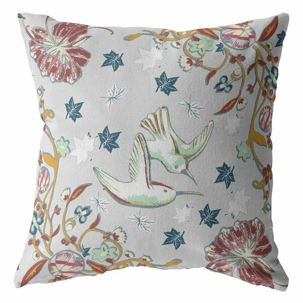 Palacedesigns 16 in. Gray Bird Zippered Indoor & Outdoor Throw Pillow PA3099021